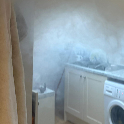 Fire Safety Stick prevents house fire by quickly extinguishing tumble dryer fire with little mess to clear afterwards!